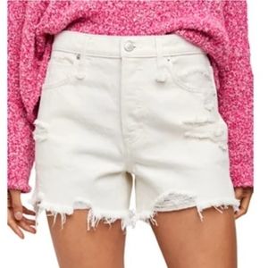 Free People, We The Free White Cut-Off Jean Shorts, Size 29